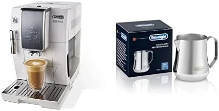 De'Longhi Dinamica Automatic Coffee & Espresso Machine TrueBrew, Burr Grinder + Descaling Solution, Cleaning Brush & Bean Shaped Icecube Tray, White & Milk Frothing Jug, 12 oz, Stainless Steel - Image 2