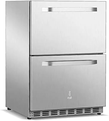 ICEJUNGLE Stainless Steel Refrigerator, Undercounter/Built-in 24" Refrigerators with 2 Drawer, Full Size Fridge for In/Outdoor Use, Premium Stainless Steel Fridge with Advanced Cooling System - Image 2