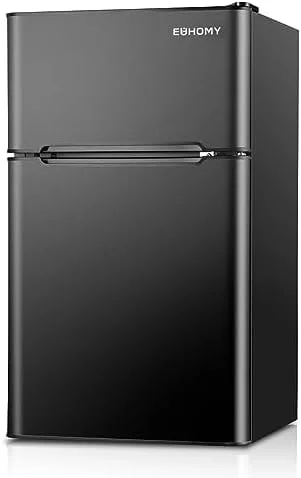 Euhomy Mini Fridge with Freezer, 3.2 Cu.Ft Mini refrigerator with freezer, Dorm fridge with freezer 2 door For Bedroom/Dorm/Apartment/Office - Food Storage or Cooling Drinks(Black). - Image 2