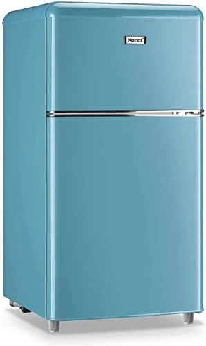 WANAI Compact Refrigerator 3.2 Cu.Ft Classic Retro 2 Door Mini Refrigerator Adjustable Remove Glass Shelves Suitable for Dorm Garage and Office - Image 2