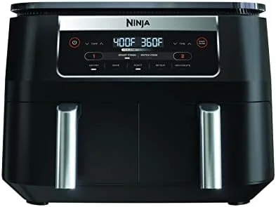 Ninja DZ090 Foodi 6 Quart 5-in-1 DualZone 2-Basket Air Fryer with 2 Independent Frying Baskets, Match Cook & Smart Finish to Roast, Bake, Dehydrate & More for Quick Snacks & Small Meals, Black (Renewed) - Image 2