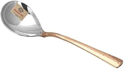 BONA FIDE COPPER hammered Serving Spoons Set of 2 Indian Dinnerware Serveware,copper spoon set size 8 inch long,serving spoon - Image 5