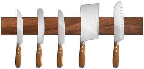 The Amador Store Magnetic Knife Holder for Kitchen - Premium 16-inch Wooden Magnetic Knife Strip for Wall | Wall Mount Knife Rack | Knives, Utensils & Tools Organizer - Easy to Install - Image 2