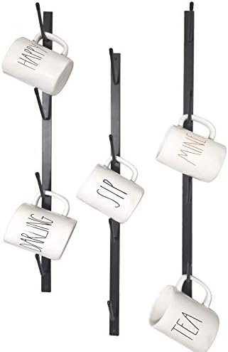 Claimed Corner Metal Coffee Mug Rack - Vertical Narrow Wall Mounted Storage Display Organizer Hooks for Coffee Mugs, Tea Cups, Mason Jars, and More. (3 Pack) - Image 2