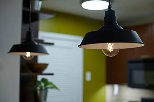 SYLVANIA Vintage Hudson Antique Pendant Light Fixture with 1 8.5W A19 LED Bulb Included, 800 Lumens, Antique Black, Dimmable (60053) - Image 4