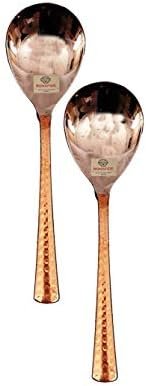 BONA FIDE COPPER hammered Serving Spoons Set of 2 Indian Dinnerware Serveware,copper spoon set size 8 inch long,serving spoon - Image 2