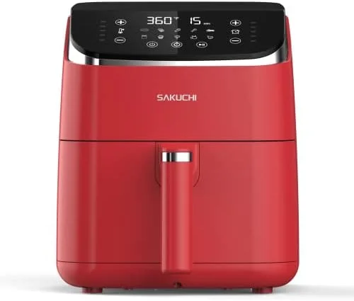 Sakuchi Air Fryer Large 5.8 Quart Air Fryers 10-in-1 Digital Air Fryer Oven Cooker with 10 Preset Cooking Programs, LED Touch Screen, Non-Stick Tray Basket, Auto Shut-Off, Pot Dishwasher Safe, 1500W (Red) - Image 2