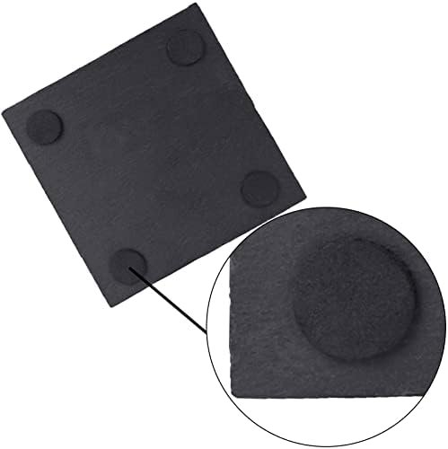 Slate Drink Coasters with Metal Holder, GOH DODD 4 Inch 8 Pieces Black Stone Coasters Bulk Cup Coaster Set for Bar Kitchen Home Apartment, Square - Image 4