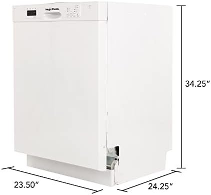 Magic Clean MCDW24WI Dishwasher 24-Inch Built in with 3 Wash Options and Automatic Cycles, Stainless Steel Construction with Electronic Control LED Display, Low Noise Rating, White - Image 7