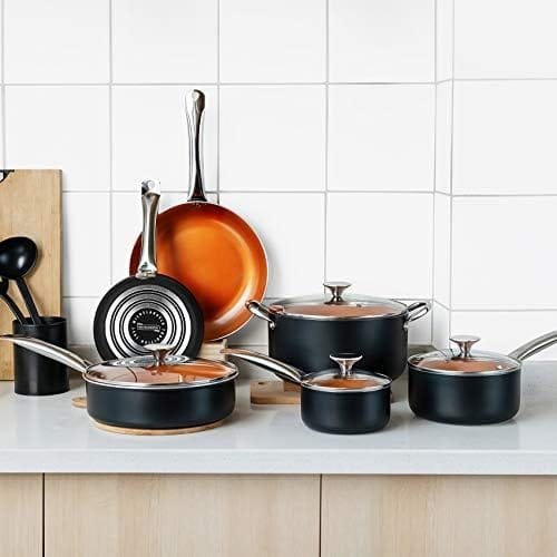 MICHELANGELO Pots and Pans Set 12 Pieces, Nonstick Copper Cookware Set with Ceramic Interior, Essential Copper Pots and Pans Set Nonstick, Ceramic Cookware Set 12 Piece with Spatula & Spoon - Image 8