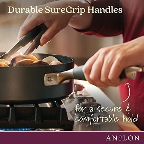 Anolon Advanced Hard Anodized Nonstick Saute Fry Pan with Helper Handle, 5 Quart, Gray - Image 6