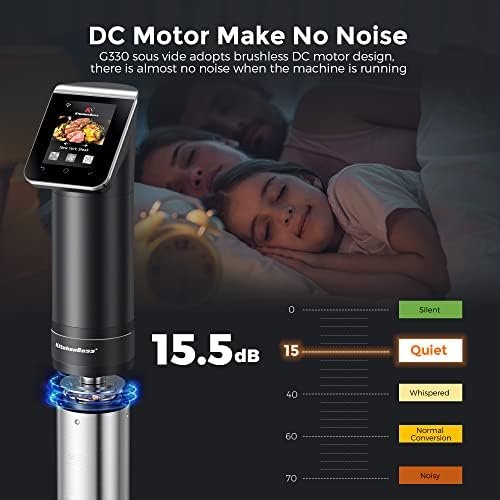 KitchenBoss WIFI Sous Vide Cooker: Ultra-Quiet Sous-vide Cooking Machine 1100 Watts Stainless Steel Immersion Circulator for Kitchen with TFT Preset Recipes, Black - Image 8