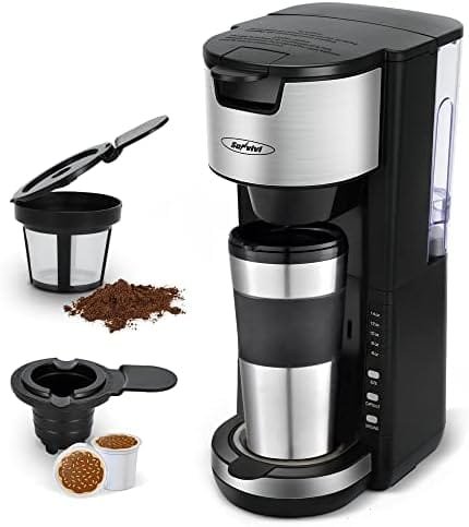 Sunvivi Single Serve Coffee Maker For Single Cup Pods & Ground Coffee with 30 Oz Detachable Reservoir, 3 levels One Cup Adjustable Drip Tray Suitable for 7" Travel Tumbler - Image 2