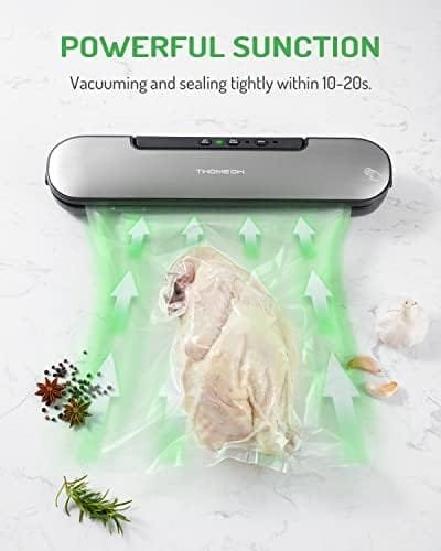 TWOMEOW Vacuum Sealer, Compact Slim Food Sealer Machine with Starter Kit, Automatic Sealing System for Sous Vide Cooking and Food Preservation, Vertical Vacuum Sealer Storage, Black - Image 5