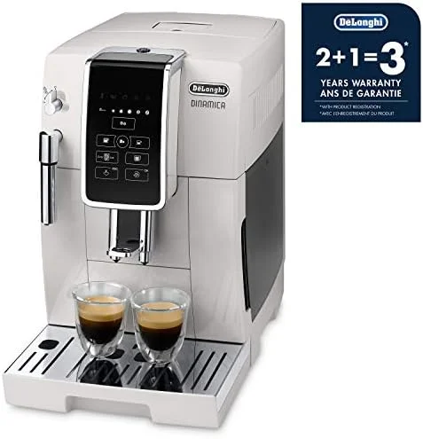 De'Longhi Dinamica Automatic Coffee & Espresso Machine TrueBrew, Burr Grinder + Descaling Solution, Cleaning Brush & Bean Shaped Icecube Tray, White & Milk Frothing Jug, 12 oz, Stainless Steel - Image 5