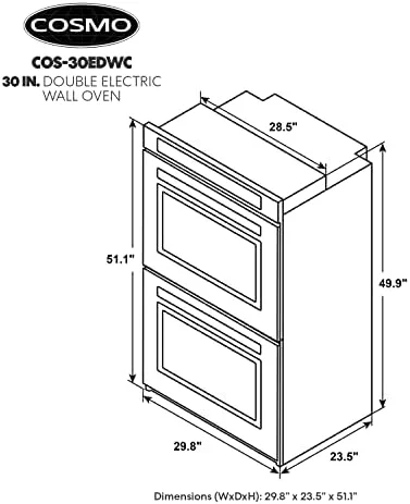 COSMO COS-30EDWC 30 in. Electric Double Wall Oven with 5 cu. ft. Capacity, Turbo True European Convection, 7 Cooking Modes, Self-Cleaning in Stainless Steel - Image 6