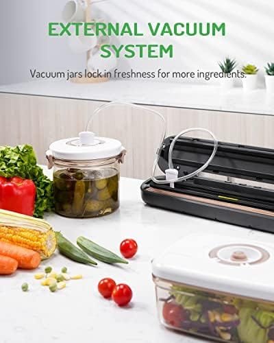 TWOMEOW Vacuum Sealer, Compact Slim Food Sealer Machine with Starter Kit, Automatic Sealing System for Sous Vide Cooking and Food Preservation, Vertical Vacuum Sealer Storage, Black - Image 7