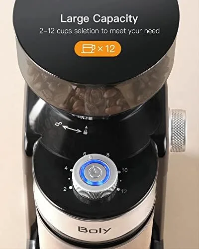 Electric Burr Coffee Grinder, Adjustable Burr Mill Coffee Bean Grinder with 18 Grind Settings, Burr Coffee Grinder for Espresso, Drip Coffee and French Press, Black - Image 4