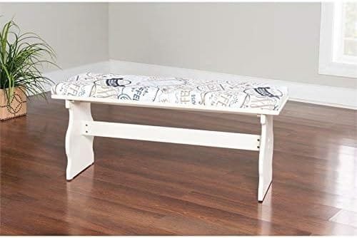 Riverbay Patio Conversation Indoor 3 Piece Kitchen Corner Nook Table Booth Bench Breakfast Dining Set in White - Image 7