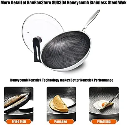 Cyrder Stainless Steel Wok with Lid, Nonstick Skillet/Saucepan, 18/8 Food Grade steel, Hybrid Hex Tech, Induction Cooker Compatible, Easy Clean/Wear-resistance/Dishwasher safe, 12.5inch - Image 7