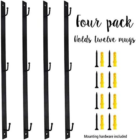 SoCal Buttercup Coffee Mug Wall Rack - Metal Mug Racks for Wall - Wall Mug Rack - Coffee Cup Rack Wall Hanging Holder - Teacup and Mason Jar Hanger Display Holder - Hold a Dozen Cups and Mugs - Image 3