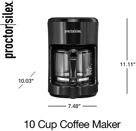 Proctor Silex Coffee Maker, Works with Smart Plugs That are Compatible with Alexa, Auto Pause and Serve, 10-Cup, Black - Image 10