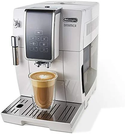 De'Longhi Dinamica Automatic Coffee & Espresso Machine TrueBrew, Burr Grinder + Descaling Solution, Cleaning Brush & Bean Shaped Icecube Tray, White & Milk Frothing Jug, 12 oz, Stainless Steel - Image 3