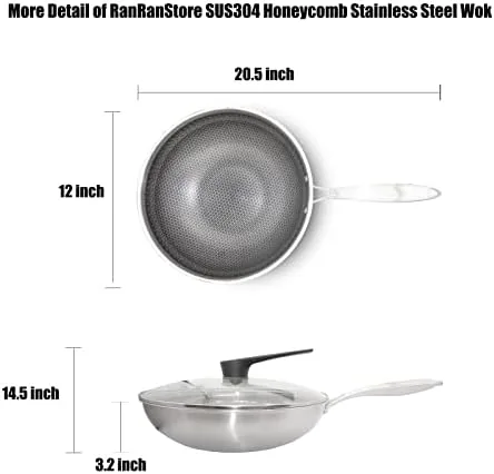 Cyrder Stainless Steel Wok with Lid, Nonstick Skillet/Saucepan, 18/8 Food Grade steel, Hybrid Hex Tech, Induction Cooker Compatible, Easy Clean/Wear-resistance/Dishwasher safe, 12.5inch - Image 8