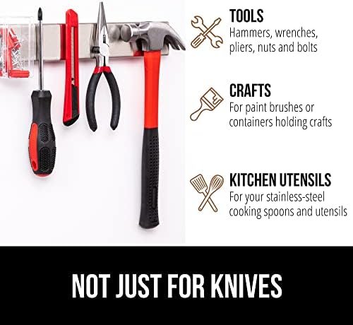 The Original Gorilla Grip Stainless Steel Magnetic Knife Holder, Heavy Duty Magnet Strip for Knives, Wall or Refrigerator Mounted Bar, Easy Install Rack, Securely Store and Organize Kitchen, 10 Inch - Image 6