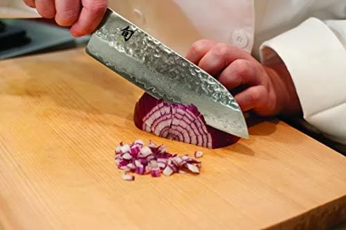 Shun Premier 7" Santoku Knife Hand-Sharpened, Handcrafted in Japan, Light, Agile and Easy to Maneuver, 7-Inch, Silver - Image 4