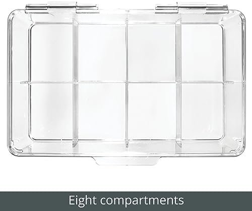 mDesign Plastic Tea Bag Divided Storage Organizer Container Box with Hinge Lid for Kitchen Cabinet, Countertop, Pantry, Hold Coffee Pods, Seasoning Packets, Condiments, 8 Sections, Clear - Image 6