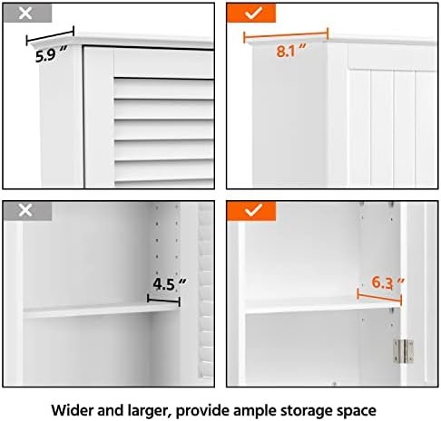 Yaheetech Bathroom Wall Cabinet, Medicine Cabinet with 2 Adjustable Shelves and Single Door, Bathroom Storage Cabinet Wall Mounted MDF Board for Bathroom, Kitchen, Laundry Room, White - Image 7