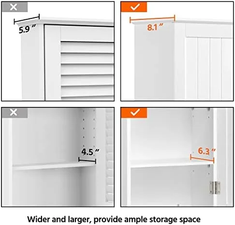 Yaheetech Bathroom Wall Cabinet, Medicine Cabinet with 2 Adjustable Shelves and Single Door, Bathroom Storage Cabinet Wall Mounted MDF Board for Bathroom, Kitchen, Laundry Room, White - Image 7