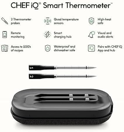 CHEF iQ Smart Wireless Meat Thermometer with 2 Ultra-Thin Probes, Unlimited Range Bluetooth Meat Thermometer, Digital Food Thermometer for Remote Monitoring of BBQ Grill, Oven - Image 3