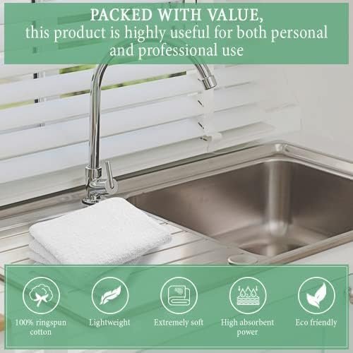 TOALLA 100% Cotton Terry Towel Cleaning Rags White 14'x17'|Pack of 60|Grade White Rags|Soft Large Cleaning Rags|Super Absorbent|Quick Dry|Multipurpose Towels|Restaurant Towels|Reusable Shop Rags - Image 3
