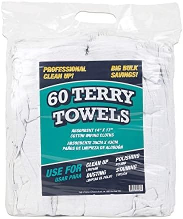 Arkwright TT60 White Terry Mop Towels Bulk - (Pack of 60) Absorbent and Quick Drying Cotton Cleaning Rags for Kitchen, Auto Shops, and Bar, 14 x 17 in, White - Image 2