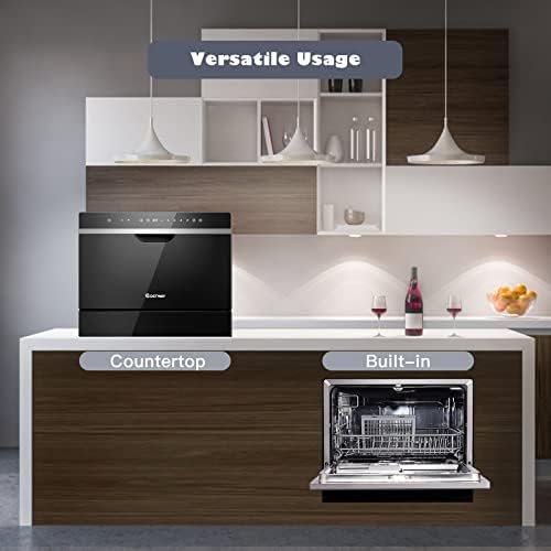 COSTWAY Countertop Dishwasher, 6 Place Settings Built-in Dishwasher with 72 H Preserve, Air Dry Function, LED Touch Control and 5 Washing Programs, Dish Washer for Small Apartments, Dorms, Boats, RVs - Image 7