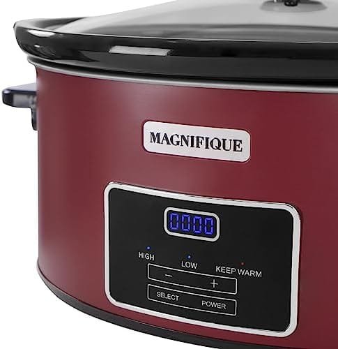 Magnifique 6 Quart Programmable Slow Cooker, Kitchen Appliances, Perfect Kitchen Small Appliance for Family Dinners, Red Stainless Steel - Image 8