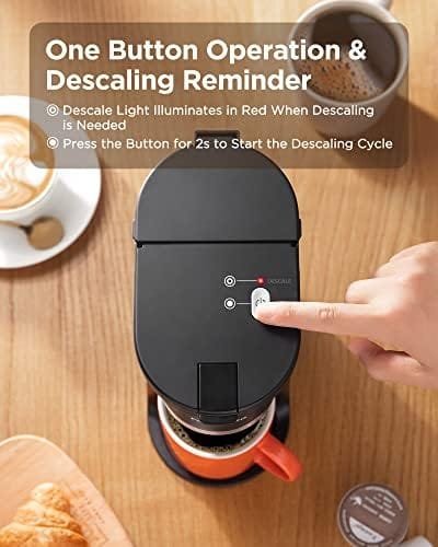 Famiworths Mini Coffee Maker Single Serve, Instant Coffee Maker One Cup for K Cup & Ground Coffee, 6 to 12 Oz Brew Sizes, Capsule Coffee Machine with Water Window and Descaling Reminder, Black - Image 6