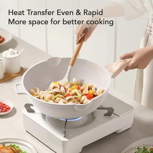 Pots and Pans Set - Caannasweis Kitchen Nonstick Cookware Sets Granite Frying Pans for Cooking Marble Stone Pan Sets Kitchen Essentials Set (Roasting Pan Beige) - Image 6