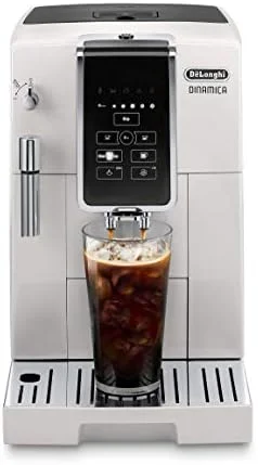 De'Longhi Dinamica Automatic Coffee & Espresso Machine TrueBrew, Burr Grinder + Descaling Solution, Cleaning Brush & Bean Shaped Icecube Tray, White & Milk Frothing Jug, 12 oz, Stainless Steel - Image 4