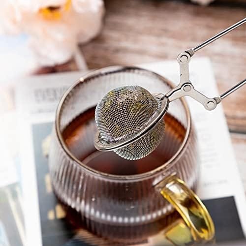 Yinder 36 Pcs Snap Tea Infuser Tea Steeper Stainless Steel Mesh Ball with Handle Tea Strainers for Loose Tea Metal Tea Filter Holder Tong Pincer Steeper Reusable - Image 7
