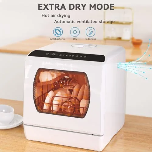 Portable Countertop Dishwasher, 5 Washing Programs Mini Dishwasher with 5L Built-in Water Tank & Inlet Hose, For apartments - Image 7