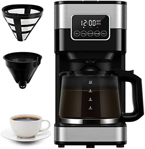 SHARDOR Drip Coffee Maker, Programmable 10-cup Coffee Machine with Touch Screen, Coffee Pot with Timer, Auto Shut-off, Reusable Filter, Home and Office, Black & Stainless Steel - Image 2