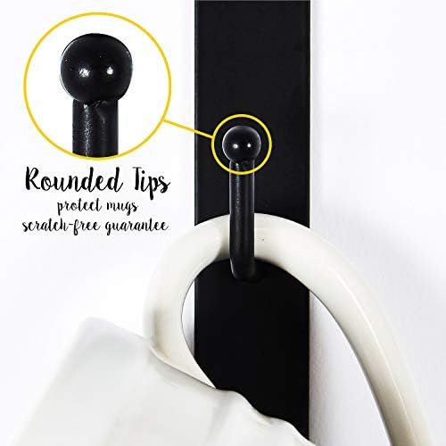 SoCal Buttercup Coffee Mug Wall Rack - Metal Mug Racks for Wall - Wall Mug Rack - Coffee Cup Rack Wall Hanging Holder - Teacup and Mason Jar Hanger Display Holder - Hold a Dozen Cups and Mugs - Image 6