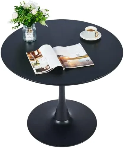 VONLUCE Round Dining Table, 36 Inch Tulip Table with MDF Top and Steel Base, Small Pedestal Table for Dining Room Kitchen Living Room More, Modern Bistro Table Kitchen Table with 220lb Capacity, Black - Image 2