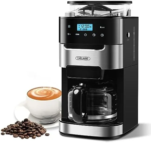 10-Cup Drip Coffee Maker with Touch Screen,Built-In Burr Coffee Grinder, Automatic Grind and Brew,Warming Plate for Home and Office,1.5L Large Capacity Water Tank, Removable Filter Basket, 900W - Image 10