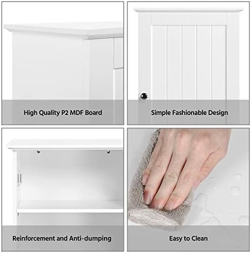 Yaheetech Bathroom Wall Cabinet, Medicine Cabinet with 2 Adjustable Shelves and Single Door, Bathroom Storage Cabinet Wall Mounted MDF Board for Bathroom, Kitchen, Laundry Room, White - Image 5