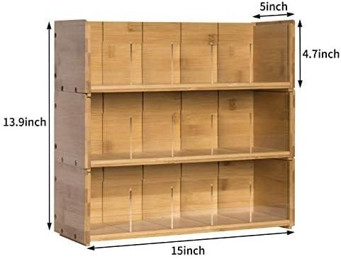 Bamboo-Tea-Bag-Organizer-Storage-Box-3-Tier-Stackable-Holder Tea Bag Box Natural Wood Wall Mount Tea Chests with Acrylic for tea bags Office Kitchen Cabinet Pantry - Image 8