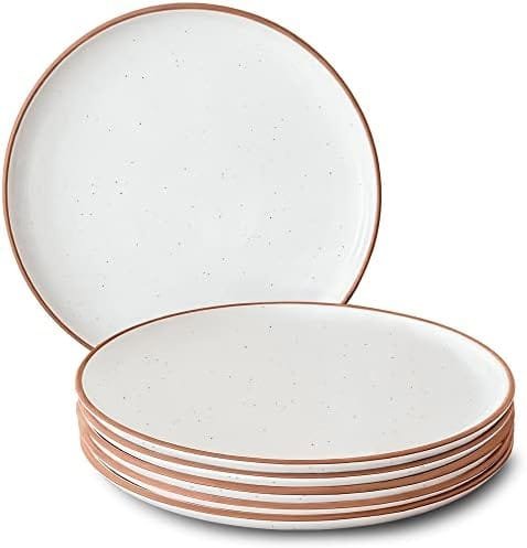 Mora Ceramic Dinner Plates Set of 6, 10 inch Dish Set - Microwave, Oven, and Dishwasher Safe, Scratch Resistant, Modern Rustic Dinnerware- Kitchen Porcelain Serving Dishes - Vanilla White - Image 2
